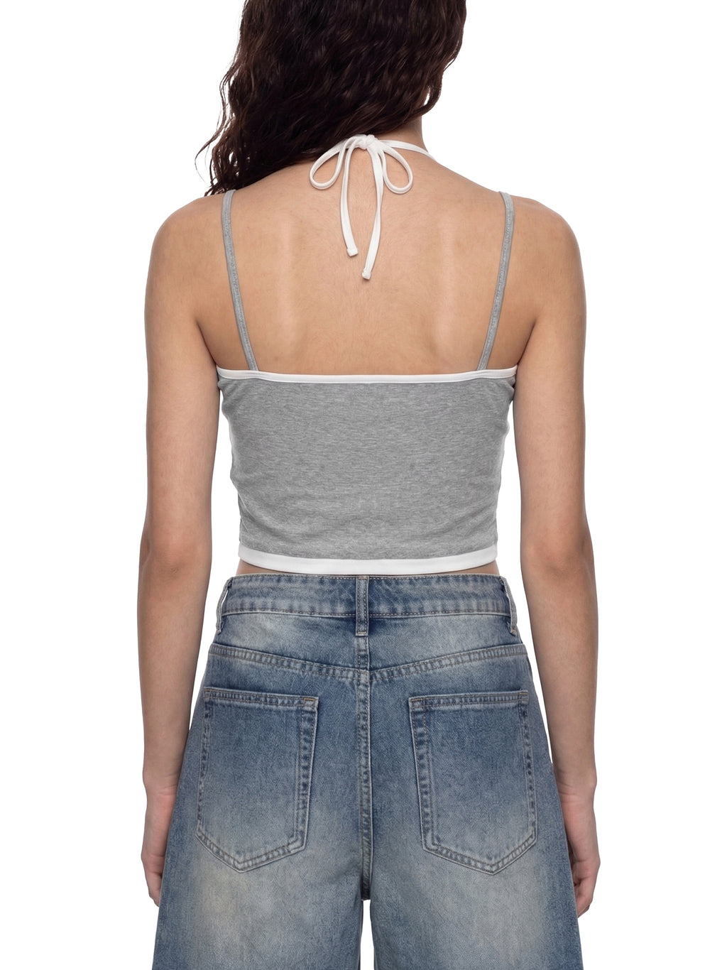 Roll Bison Contrast Binding Halter Tank Top